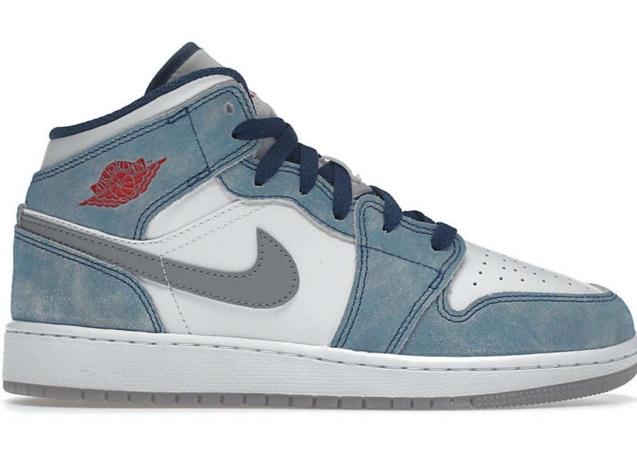 Sneakers * | Jordan 1 Mid Se French Blue Light Steel (Gs)