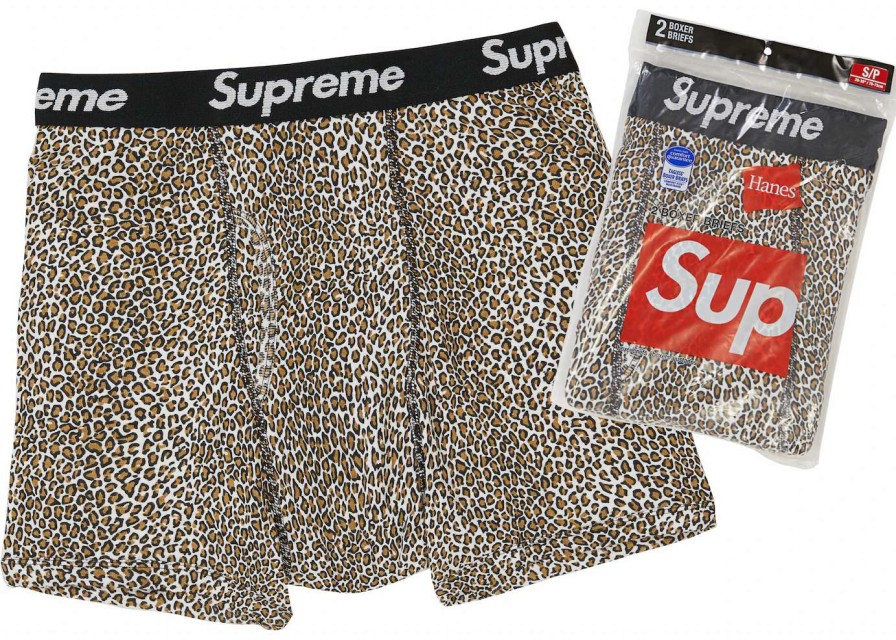 Apparel * | Supreme Hanes Leopard Boxer Briefs (2 Pack) Leopard