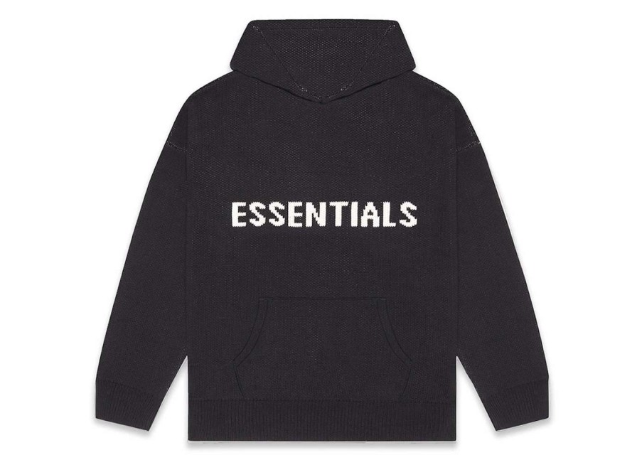 Apparel * | Fear Of God Essentials Knit Hoodie (Fw20) Dark Slate/Stretch Limo/Black