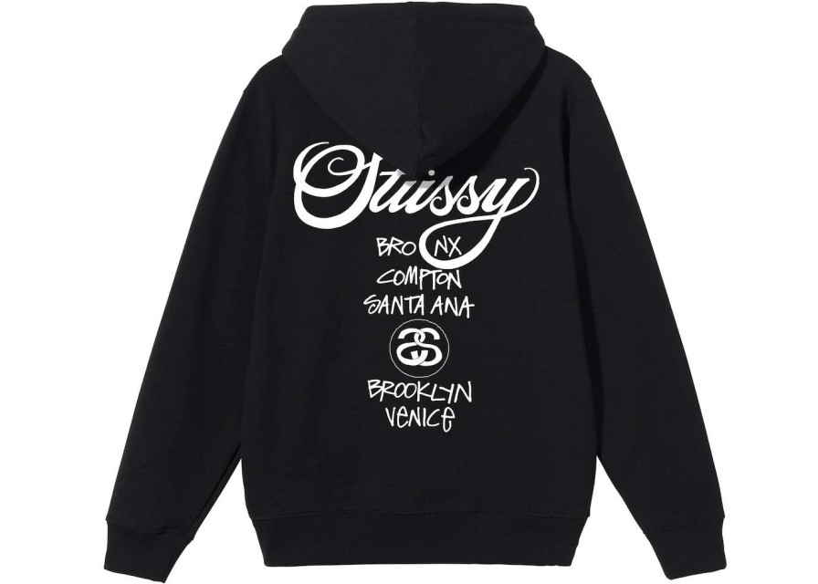 Apparel * | Stussy World Tour Hoodie Black