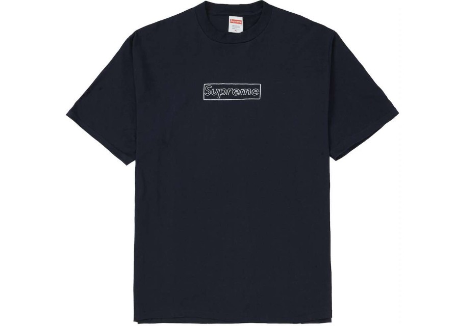 Apparel * | Supreme Kaws Chalk Logo Tee Navy