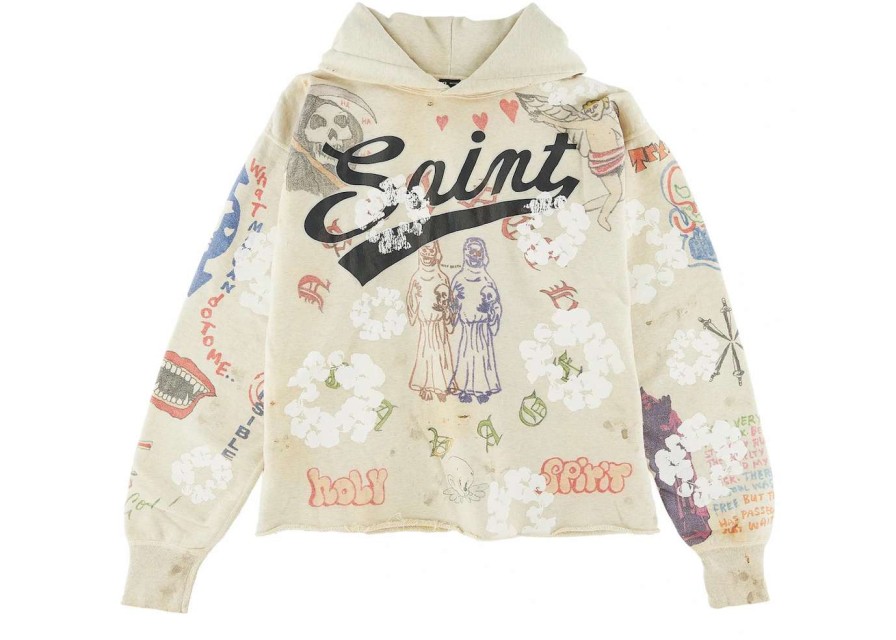 Apparel * | Saint Mxxxxxx X Denim Tears Graffiti Hoodie Grey