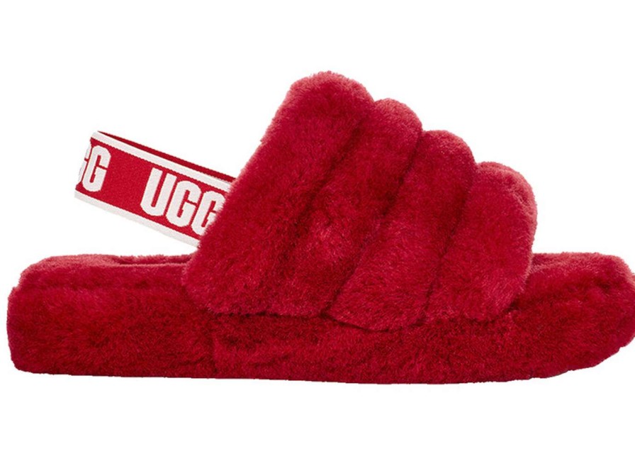 Shoes * | Ugg Fluff Yeah Slide Ribbon Red (Kids)