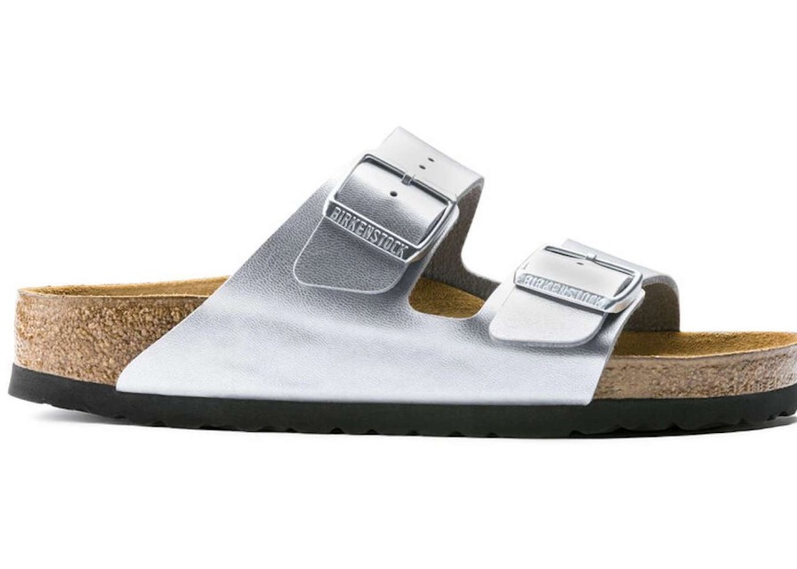 Shoes * | Birkenstock Arizona Birko-Flor Silver (W)