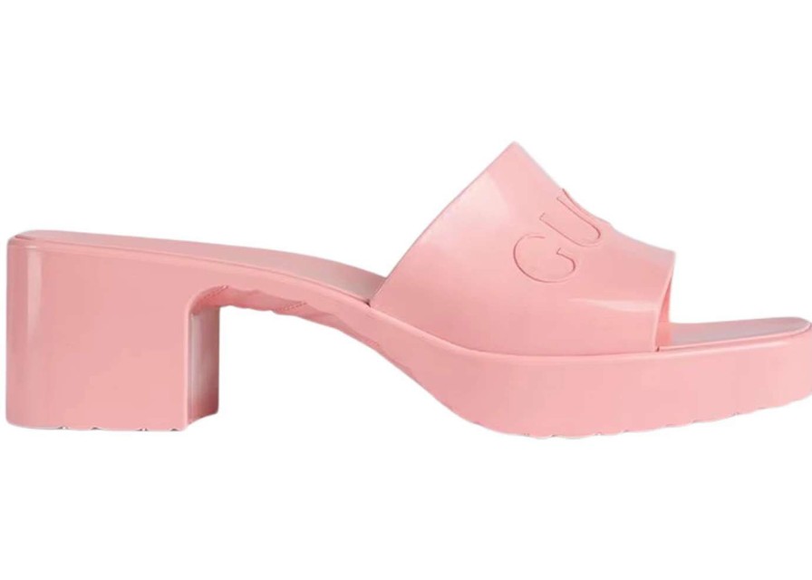 Shoes * | Gucci 60Mm Slide Sandal Pink Rubber