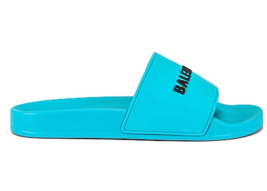 Shoes * | Balenciaga Pool Slides Turquoise