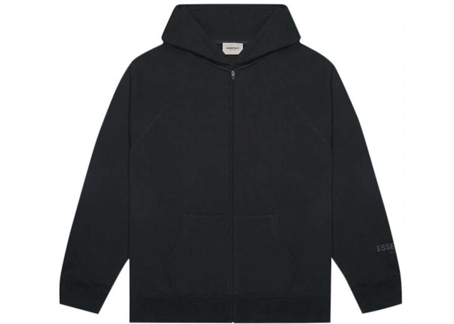 Apparel * | Fear Of God Essentials 3D Silicon Applique Full Zip Up Hoodie Dark Slate/Stretch Limo/Black