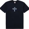 Apparel * | Supreme Cross Box Logo Tee Navy