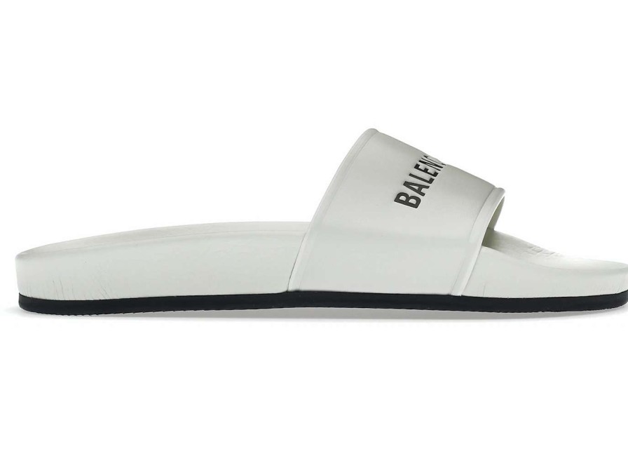 Shoes * | Balenciaga Pool Slide White Black(W)