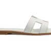 Shoes * | Hermes Oran Sandal Blanc Box Calfskin Leather