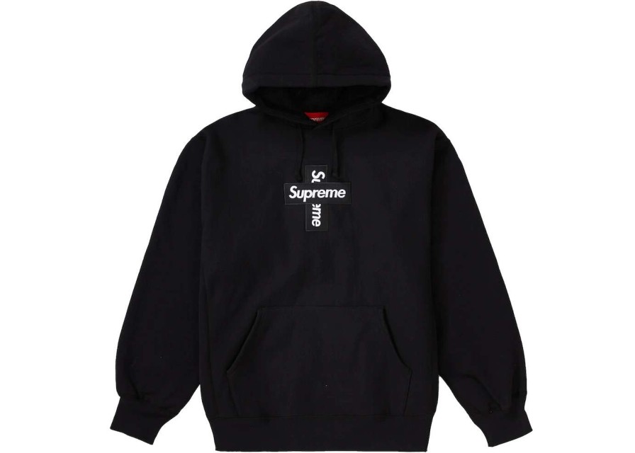 Apparel * | Supreme Cross Box Logo Hooded Sweatshirt Black