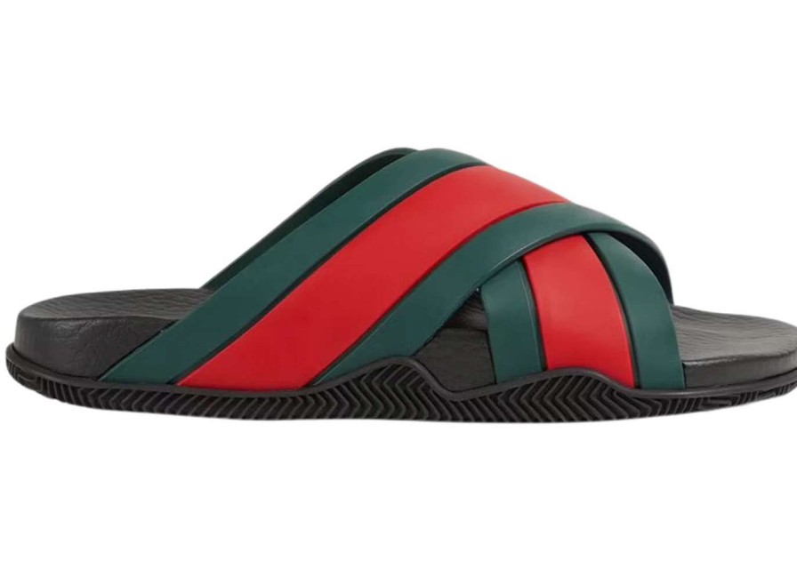 Shoes * | Gucci Web Slide Black Rubber