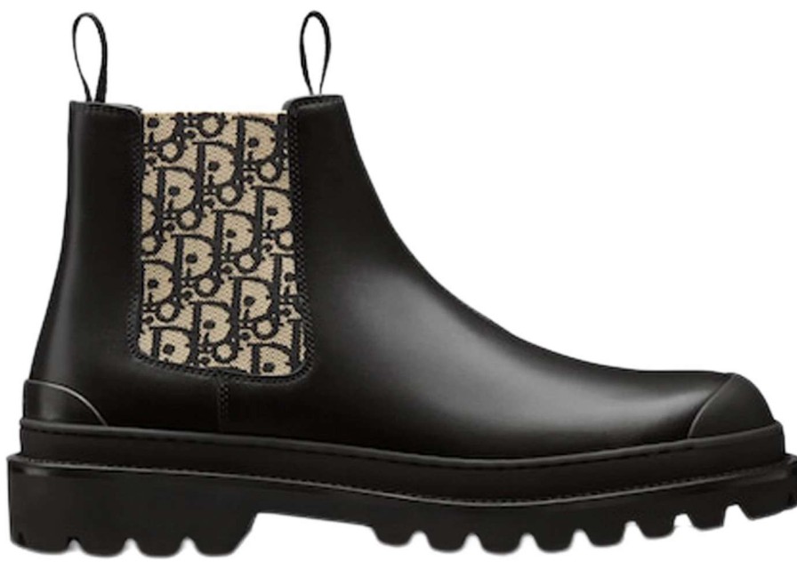 Shoes * | Dior Explorer Chelsea Boot Black Beige Black Dior Oblique Motif