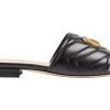 Shoes * | Gucci Double G Slide Sandal Black Leather