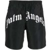 Apparel * | Palm Angels Logo Print Swimming Shorts Black