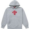 Apparel * | Supreme Cross Box Logo Hooded Sweatshirt Heather Grey