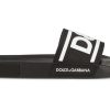 Shoes * | Dolce & Gabbana Beachwear Sliders Double Dg Logo Black White