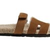 Shoes * | Hermes Chypre Sandal Brun Fume Suede Woolskin (M)